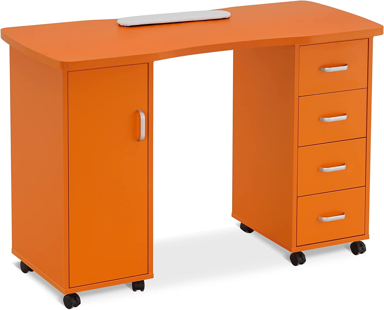 Orange Manicure Table with Drawer and Filing Cabinet