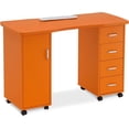 thumbnail image 1 of BarberPub Makeup Vanity Desk with Storage Drawer and Cabinet, Nail Desk with Wheels, 1 of 9