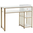 thumbnail image 1 of BarberPub Makeup Vanity Desk with Storage, Manicure Table with Metal Frame, Faux Marble Top, 1 of 9