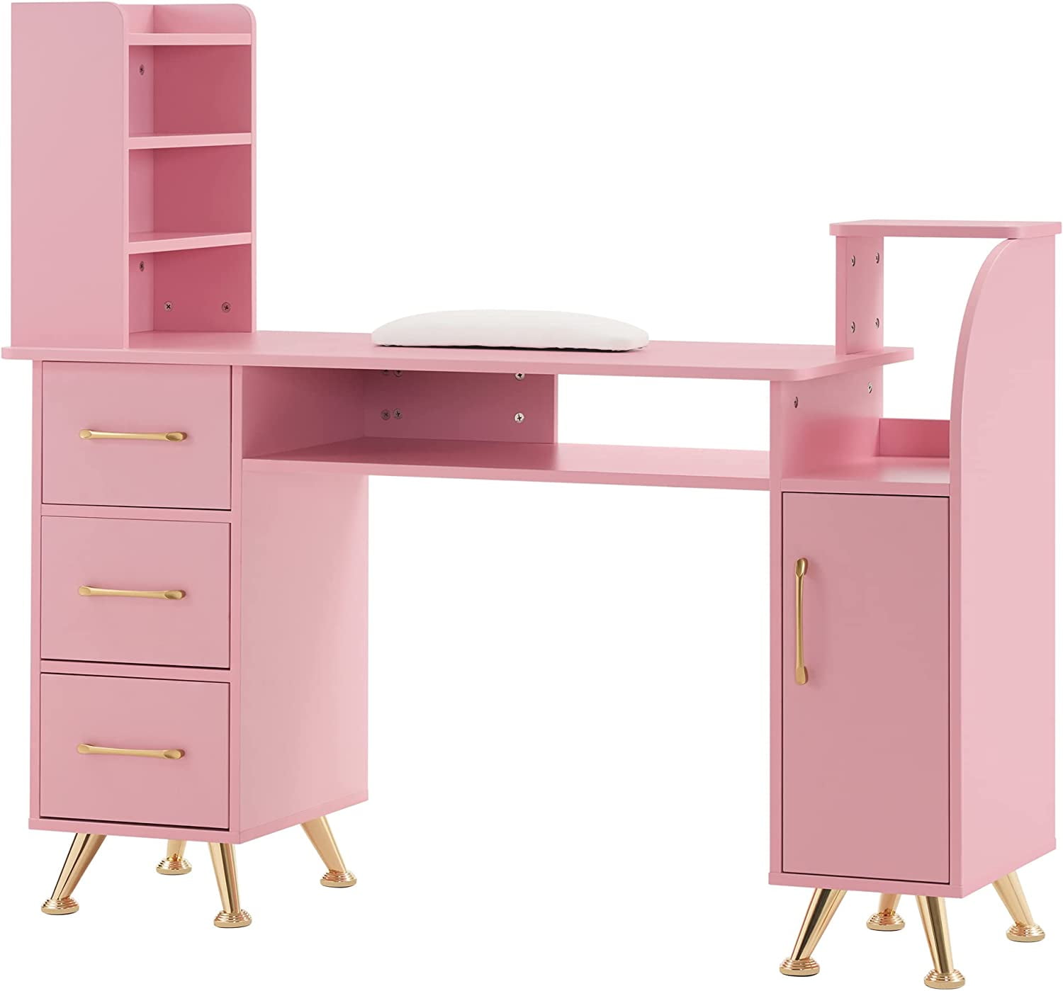 BarberPub Manicure Table Makeup Nail Desk with Wrist Cushion Particle