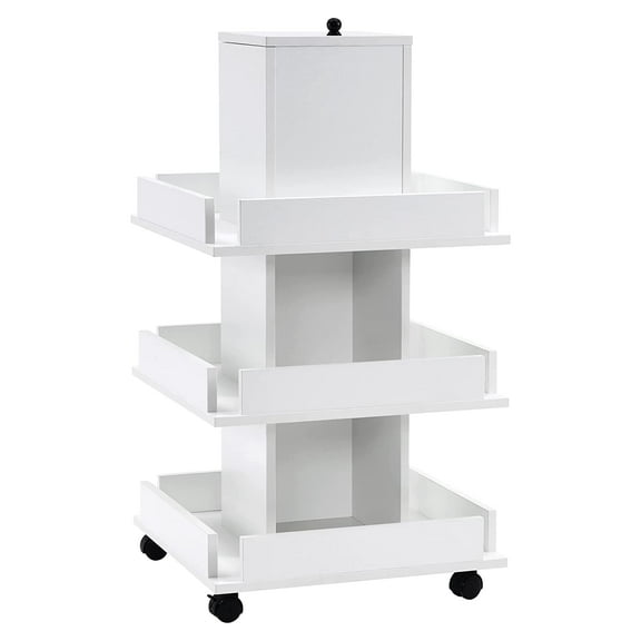 BarberPub Mobile Salon Trolley with Wheels, 3-Tier Storagem Mobile Beauty Makeup Cart 2038