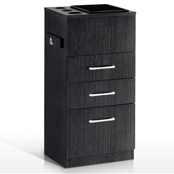 BarberPub Salon Cabinet Locker Hair Dryer Holder Spa Equipment W/3 Drawers 2035