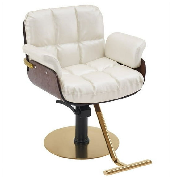 BarberPub Salon Chair Hydraulic Barber Chair Hair Cutting Beauty Spa Styling Equipment 3071 Champagne White