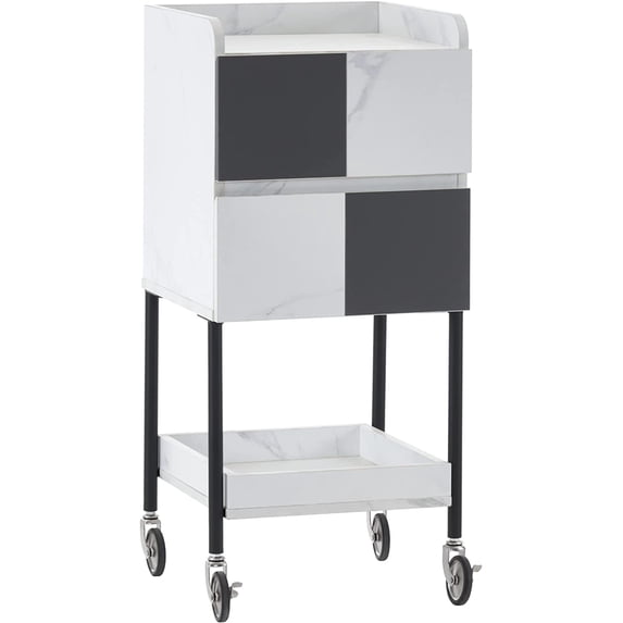 BarberPub Salon Storage Rolling Cart with Casters, Contrast Panel Craft Art Utility Station, Spa Organizer Serving Trolley 2007