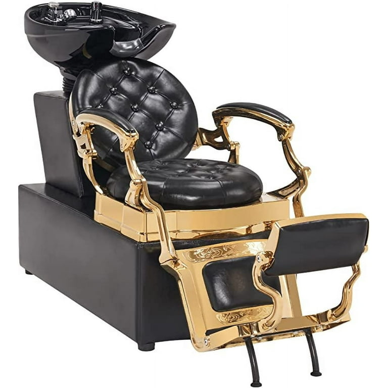 BarberPub Heavy Duty Reclining Hair Wash Chair with Ceramic Sink