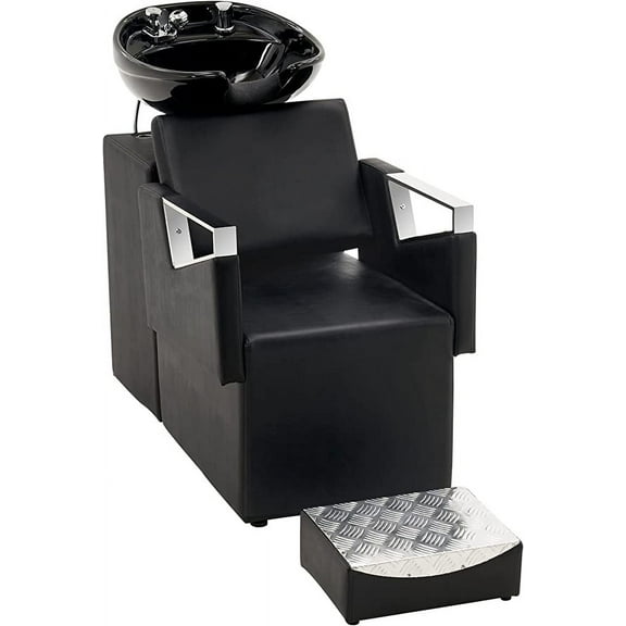 BarberPub Shampoo Barber Classic Chair, Ceramic Shampoo Bowl Sink Chair Station for Spa Beauty Salon 9080