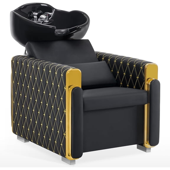 BarberPub Shampoo Station Barber Chair, Backwash Ceramic Bowl Sink Unit Chair for Hair Stylist for Beauty Spa Salon 8690