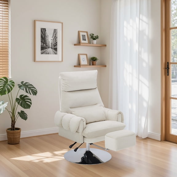 BarberPub Swivel Recliner Chair with Lumbar Support, Adjustable Height for Home Office, Beauty Salon, Facial, Massage, Eyelash Extension, Tattoo, Fabric