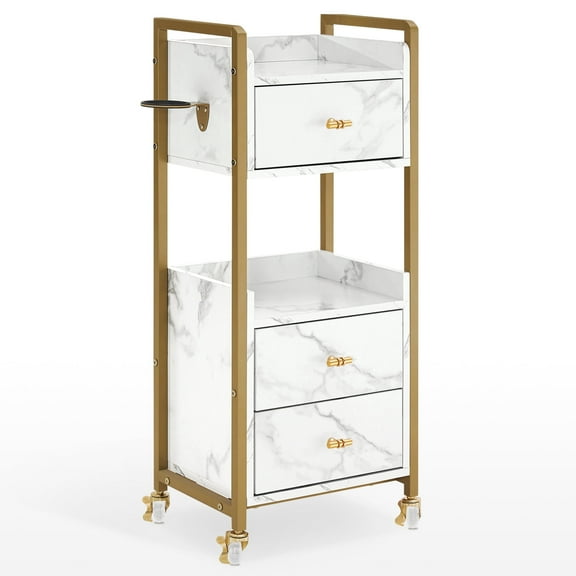 BarberPub Utility Cart Rolling Trolley Cart with Lockable Wheels, Tool Holder, Large