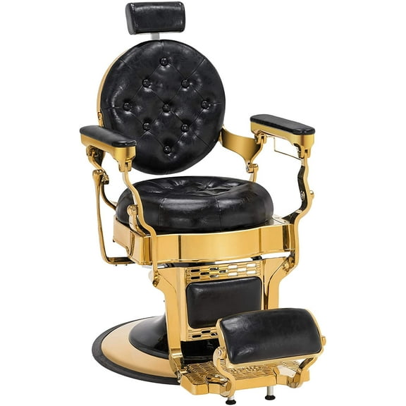 BarberPub Vintage Barber Chair Heavy Duty Metal Frame All Purpose Hydraulic Recline Salon Beauty Spa Equipment 2947