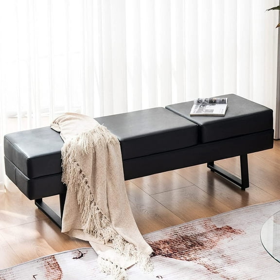 BarberPub 3-Seat Waiting Room Bench Chair, Salon Guest Reception Bench, Lobby Chairs, 440 lbs Capacity, Black