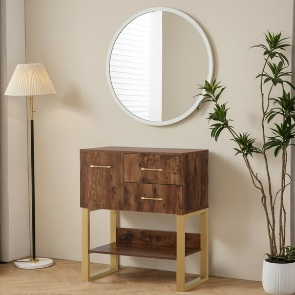 BarberPub Accent Storage Cabinet with Drawers, shelf for Living Room, Bedroom, Hallway, Rustic