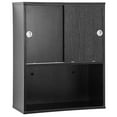 thumbnail image 1 of BarberPub Wall Mounted Bathroom Storage Cabinet with Sliding Door and Shelf, Salon Storage Equipment, 30"(H)x 23.6"(W), Black, 1 of 6