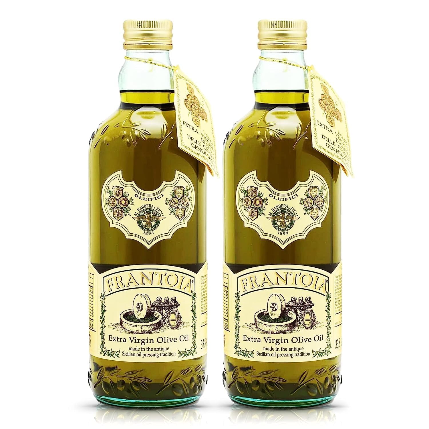 Frantoia Extra Virgin Olive RE32&nbsp;Oil from Italy - Fruity, Unfiltered, Cold Extracted Authentic Sicilian Olive Oil - Fresh Harvest Imported Olive Oil From Italy - 33.8 Fl Oz - Pack of 2