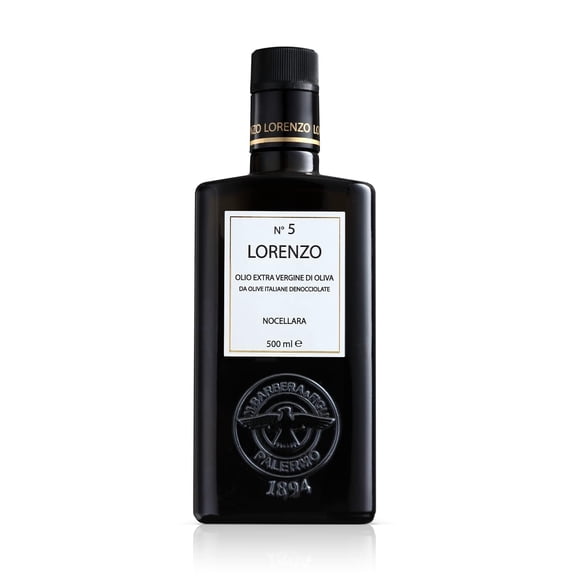 Barbera Lorenzo No. 5 GGA1 Extra Virgin Olive Oil, 16.9 oz | Cold Extracted Sicilian EVOO | Fruity & Soft Nocellara del Belice Olive Flavor | Fresh Harvest Imported Olive Oil from Italy
