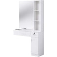 thumbnail image 1 of Barberpub Wall Mount Barber Station with Vanity Mirror, Hair Dryer Holders, Drawers, Hair Stylist Salon Cabinet 3026(White), 1 of 7