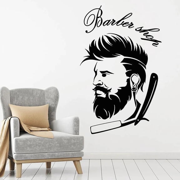 Barbershop Icon Wall Decal Barber Shaving Service Door Window Vinyl Stickers Men Hair Salon Interior Decor Art Wallpaper 42x65cm