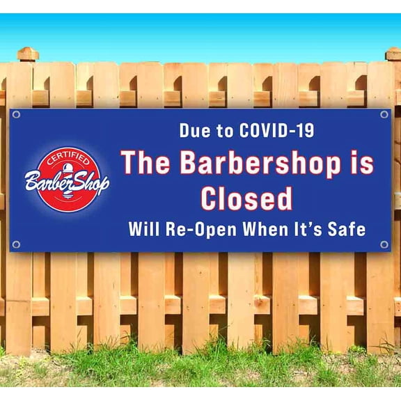 Barbershop Is Closed Customizable 13 oz Banner Heavy-Duty Vinyl Single-Sided With Metal Grommets