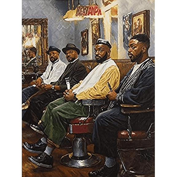 Barbershop Quartet Decor Painting/Canvas Art Suitable for Decorating Living Room Bedroom Coffee Shop Barber Shop Hair Salon Studio Lounge Waiting Room Recreation Area and Workspace.