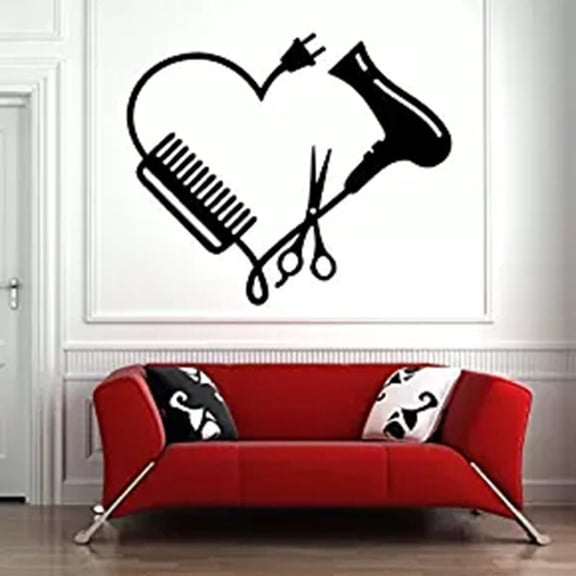 Barbershop Sign Window Decor Hair Salon Wall Window Decal Sticker Hair Stylist Hair Tools Scissors Barber Shop Beauty Salon 88x74cm