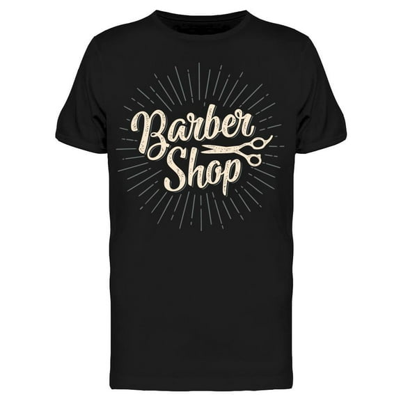 Barbershop Text With Scissors T-Shirt Men -Image by Shutterstock, Male x-Large