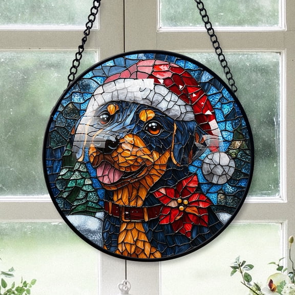 Barbet Christmas Dog Ornament Christmas 2025 - Barbet Dog Christmas Stained Glass Window Hanging Dog Decor, Dog Suncatcher, Xmas, Dog Gifts