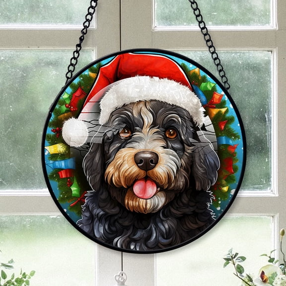 Barbet Christmas Tree Dog Ornament Christmas 2025 - Barbet Dog Stained Glass Window Hanging Christmas, Dog Christmas Tree Decor, Christmas