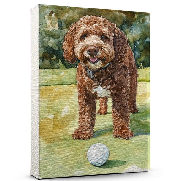 Barbet Dog Canvas Golf Canvas Funny Barbet Dog Canvas Artwork, Funny Dog Wall Art for Golf Room or Pet Shop
