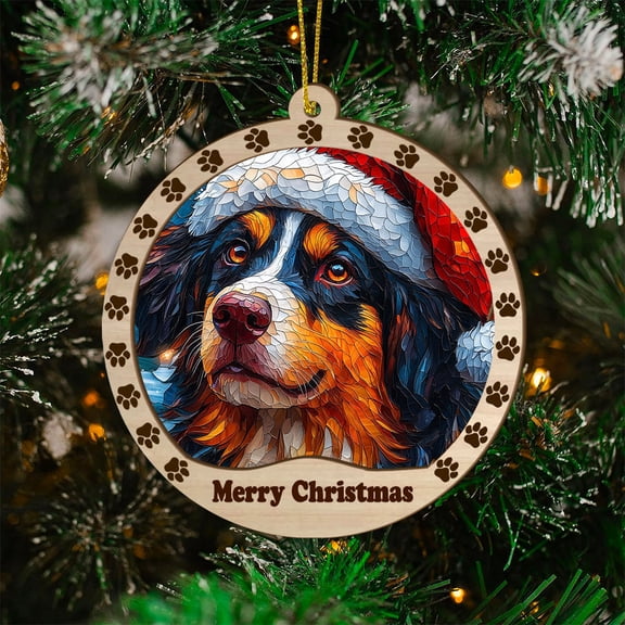 Barbet Dog Ornament, Barbet Dog SunCatcher Stained Glass Christmas Tree, Barbet Dog Decor, Holiday Decorations, Xmas Gift