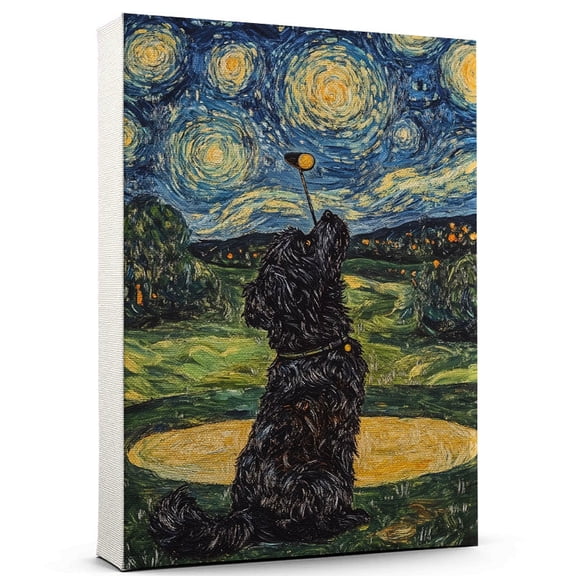 Barbet Dog Playing Golf Canvas Sports Dog, Perfect for Animal Lovers, Barbet Dog Canvas, Golf Canvas Wall Art for Rooms