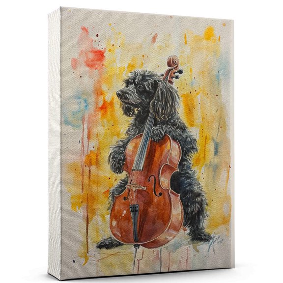 Barbet Dog Stretched Canvas Size 8x12 – Funny Barbet Dog Canvas Wall Decor, Funny Dog Wall Art for Cello Room