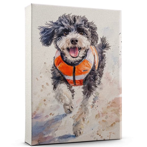 Barbet Dog Stretched Canvas Size 8x12 – Running Canvas Print of Funny Barbet Dog Wall Art, Running Sports Wall Decor, Home Decor, Dog Lover