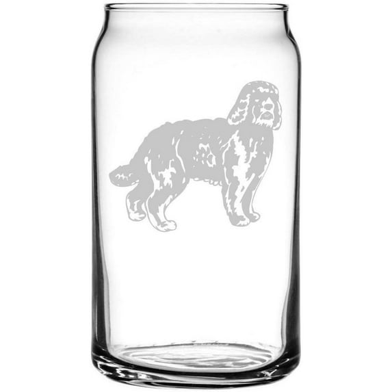 Barbet Dog Themed Etched All Purpose 16oz Libbey Can Glass