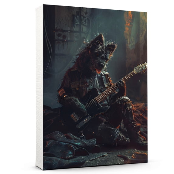 Barbet Dog and Guitar Picture Poster Unframe, Barbet Dog Canvas Frame Ready to Hang - Home Decor - Mens Gifts For Birthday