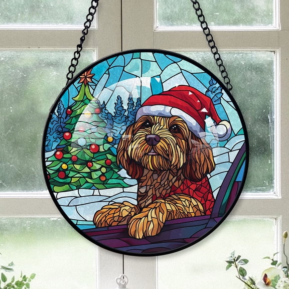 Barbet Ornament Christmas 2025 Pet Dog, Barbet Dog Stained Glass Christmas Decorations, Dog Christmas Tree, Haging Decor