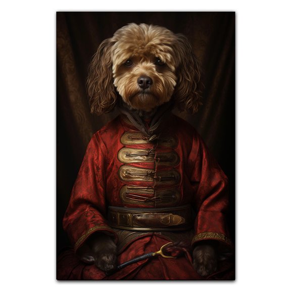 Barbet Pets Portrait Painting of Dog Renaissance Style on Canvas Royal Pet Portrait from Photo, Wall Art Print for Home Decor, Modern Wall Decoration
