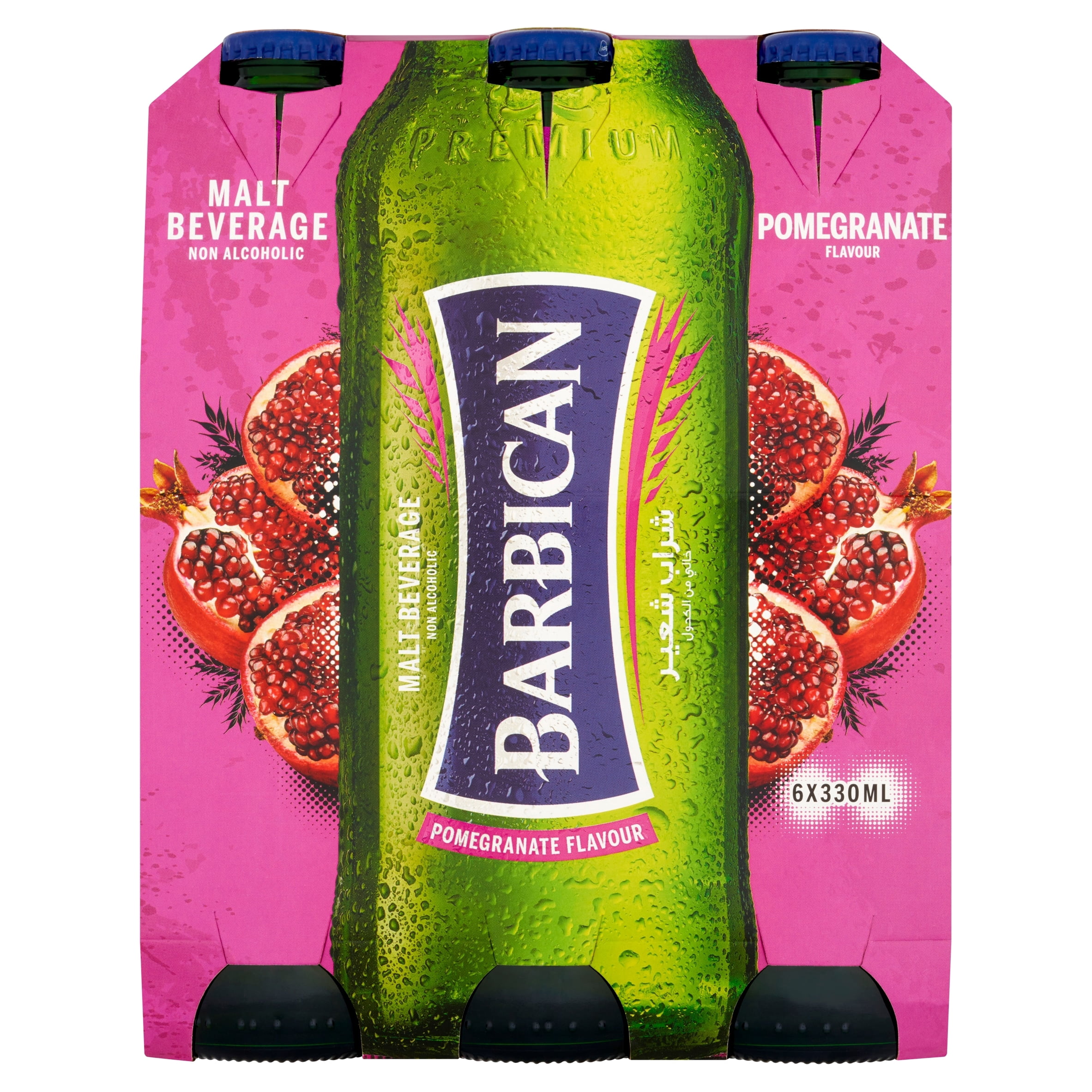 Barbican Malt Beverage Non Alcoholic Pomegranate Flavour 6 x 330ml, Imported from Britain