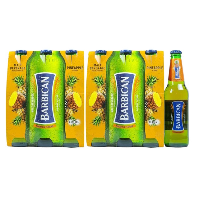Barbican Malt NonAlcoholic Beverage Pineapple Flavor Two (2) 6 Pack