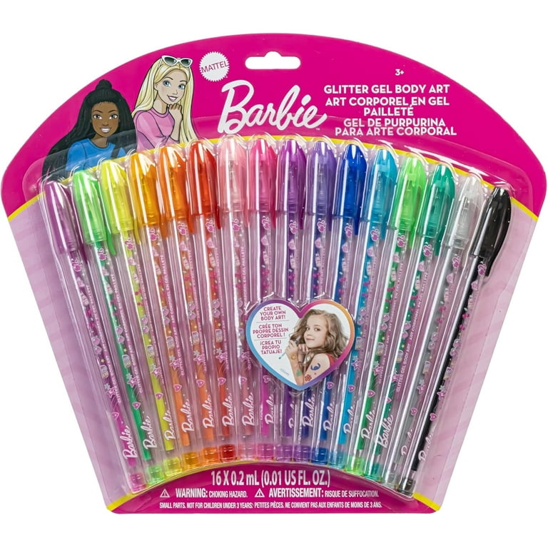 Barbie Glitter Gel Pens Body Markers Colorful Bright Glitter Pens Gifts for Girls 16 pcs Walmart