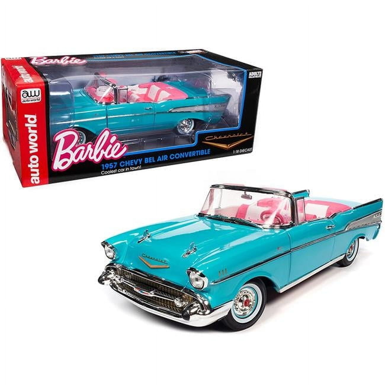 Auto World Barbie 1957 Chevy Bel Air Convertible Blue Die-Cast Car
