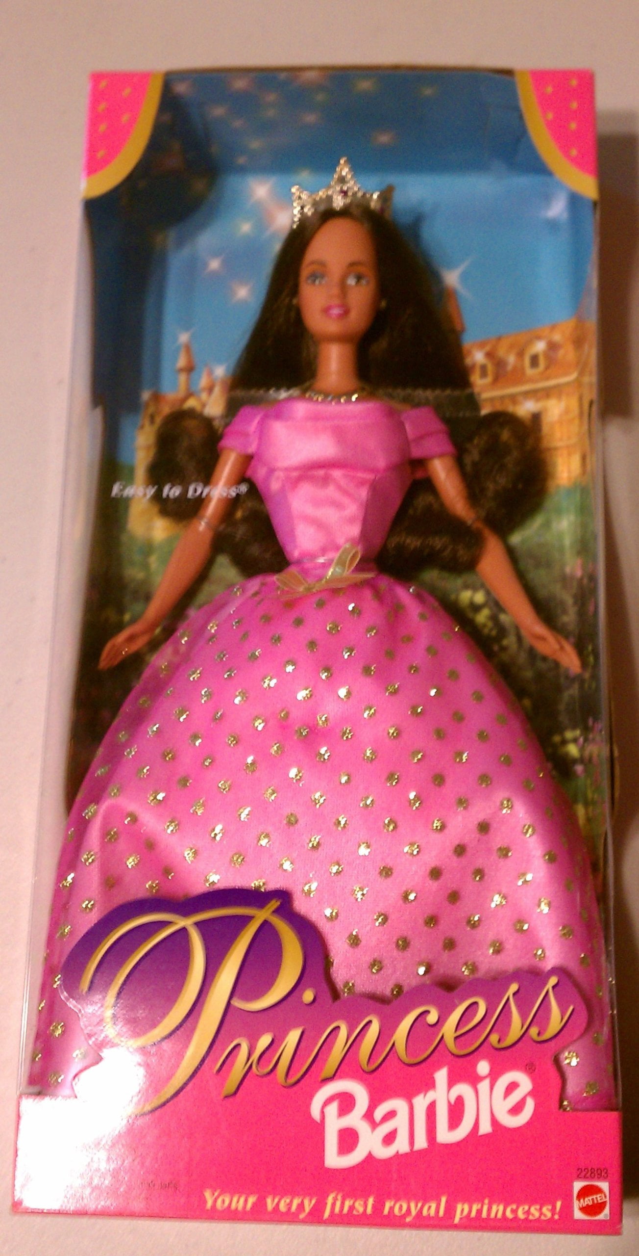 Royal Princess Barbie Doll Pink Dress Brunette Easy to Dress 1998 Mattel 22893