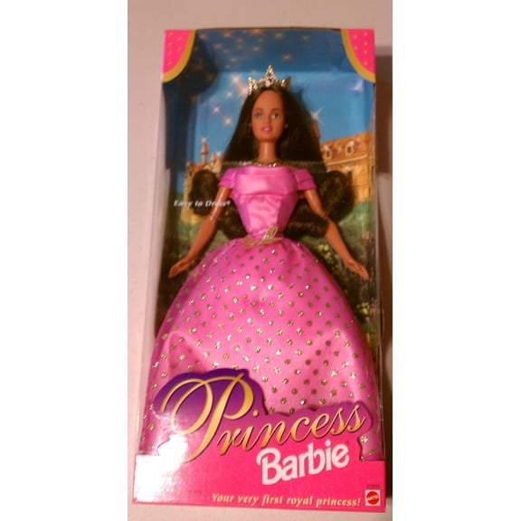 Royal Princess Barbie Doll Pink Dress Brunette Easy to Dress 1998 Mattel 22893