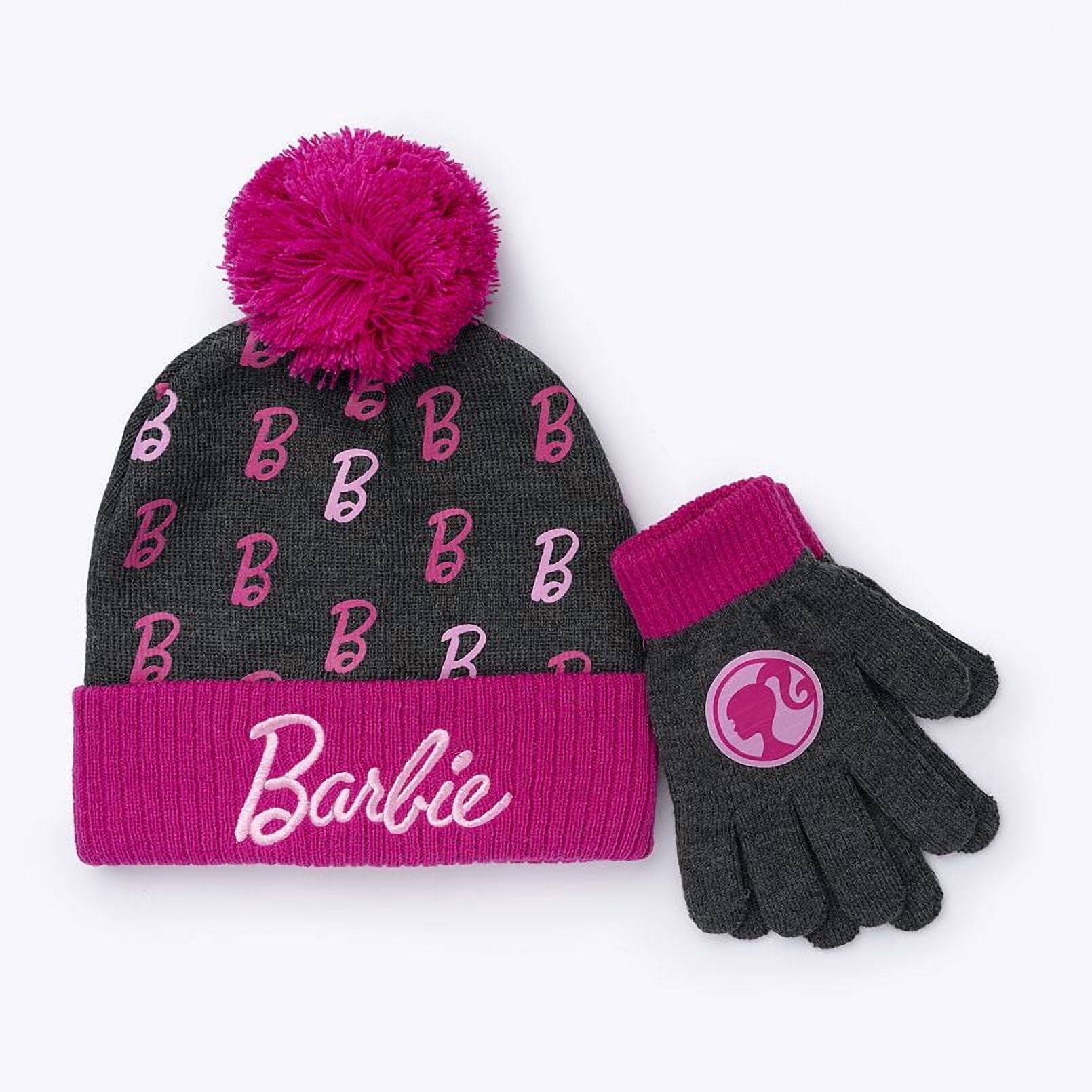Barbie Beanie & Gloves Set Girls Barbie Beanie Hat and Gloves, 2-Piece Set, OSFM  main image 3