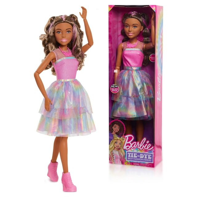 Barbie 28-Inch Tie Dye Style Best Fashion Friend, Brown Hair, Kids Toys ...