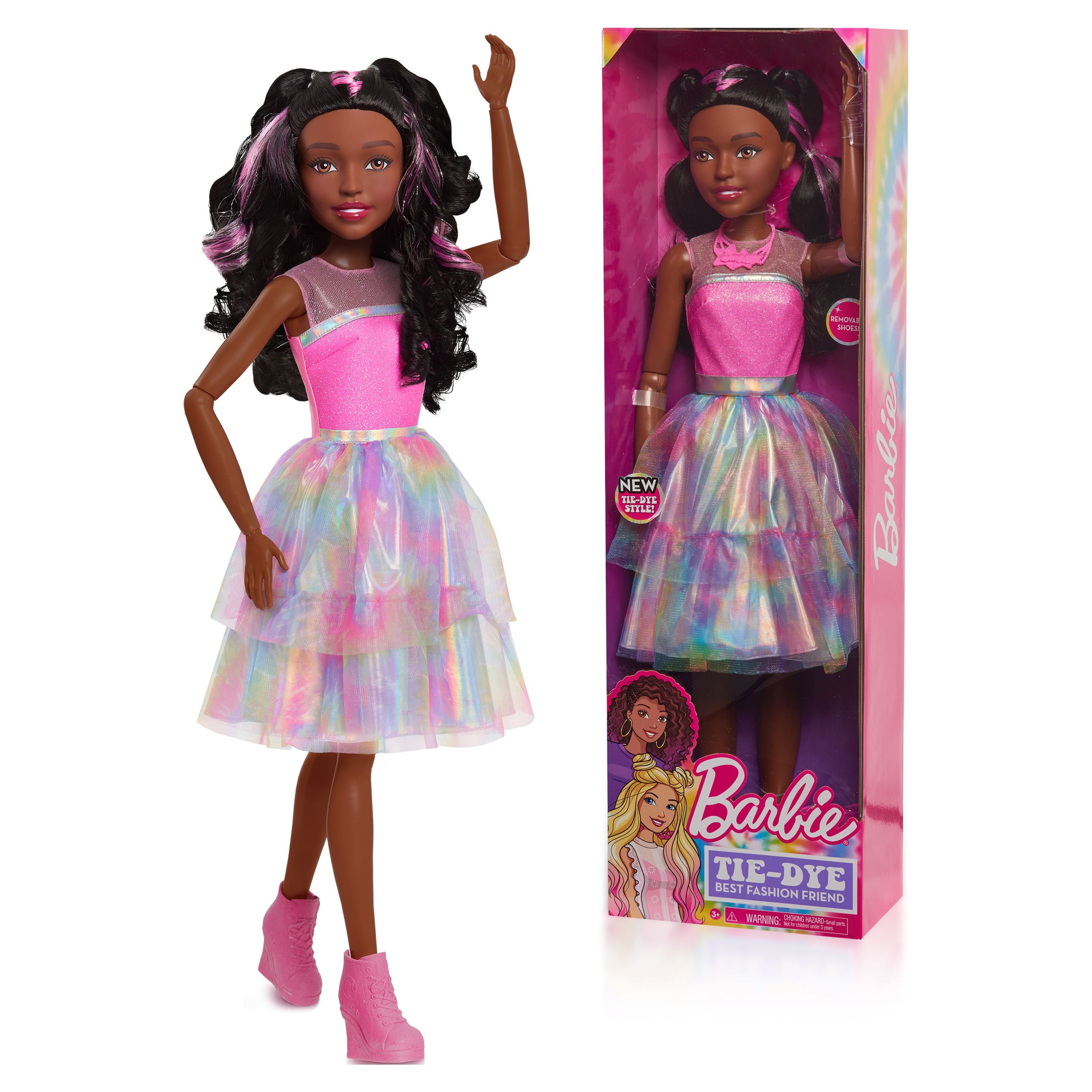 Boneca Barbie Fashionistas Menina Com Cabelo Castanho Claro - Roupa Fashion  Vestido Tie-dye Sapatos Brancos E Acessório Viseira - Número 159 - Mattel