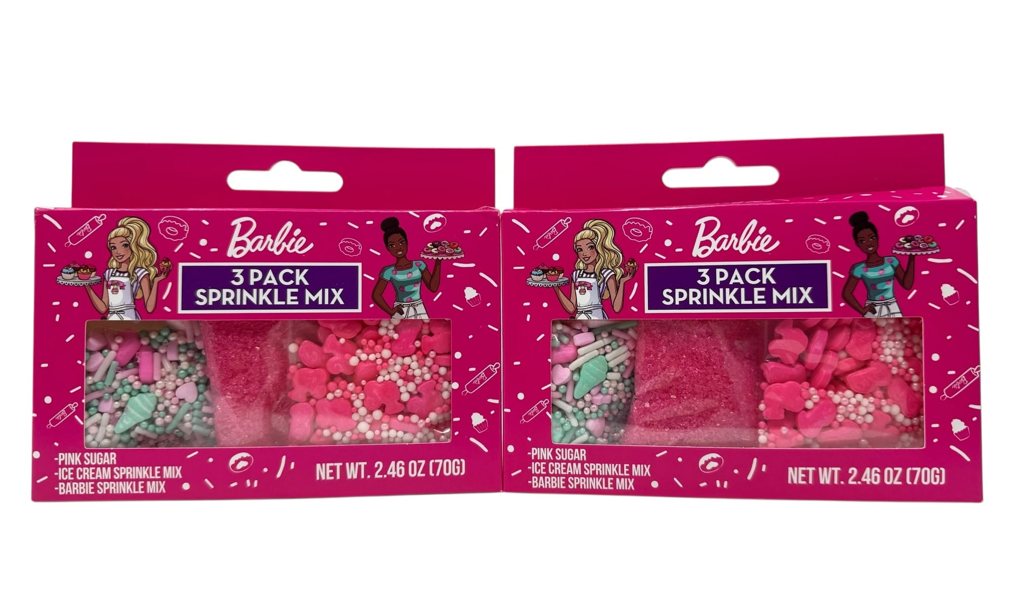 Barbie 3-Pack Sprinkle Mix, 2.46 Oz Set of 2, for Decorating Cupcakes, Cakes, Cookies, Donuts, Ice Cream