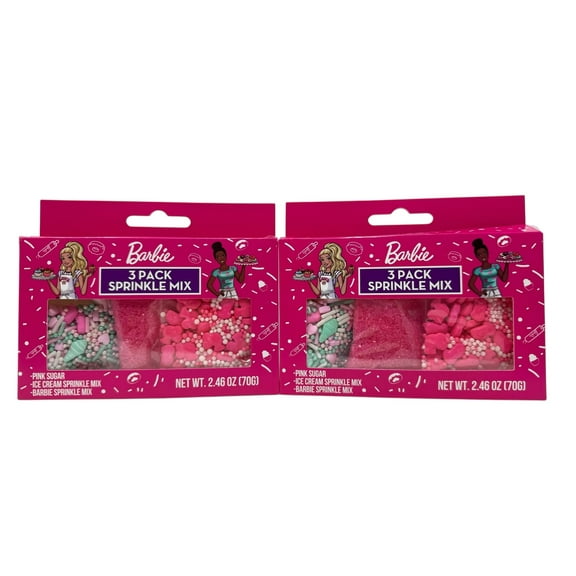 Barbie 3-Pack Sprinkle Mix, 2.46 Oz Set of 2, for Decorating Cupcakes, Cakes, Cookies, Donuts, Ice Cream