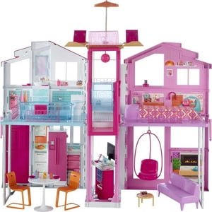 Barbie Doll House Playset, 3-Story Townhouse with Roo B2B