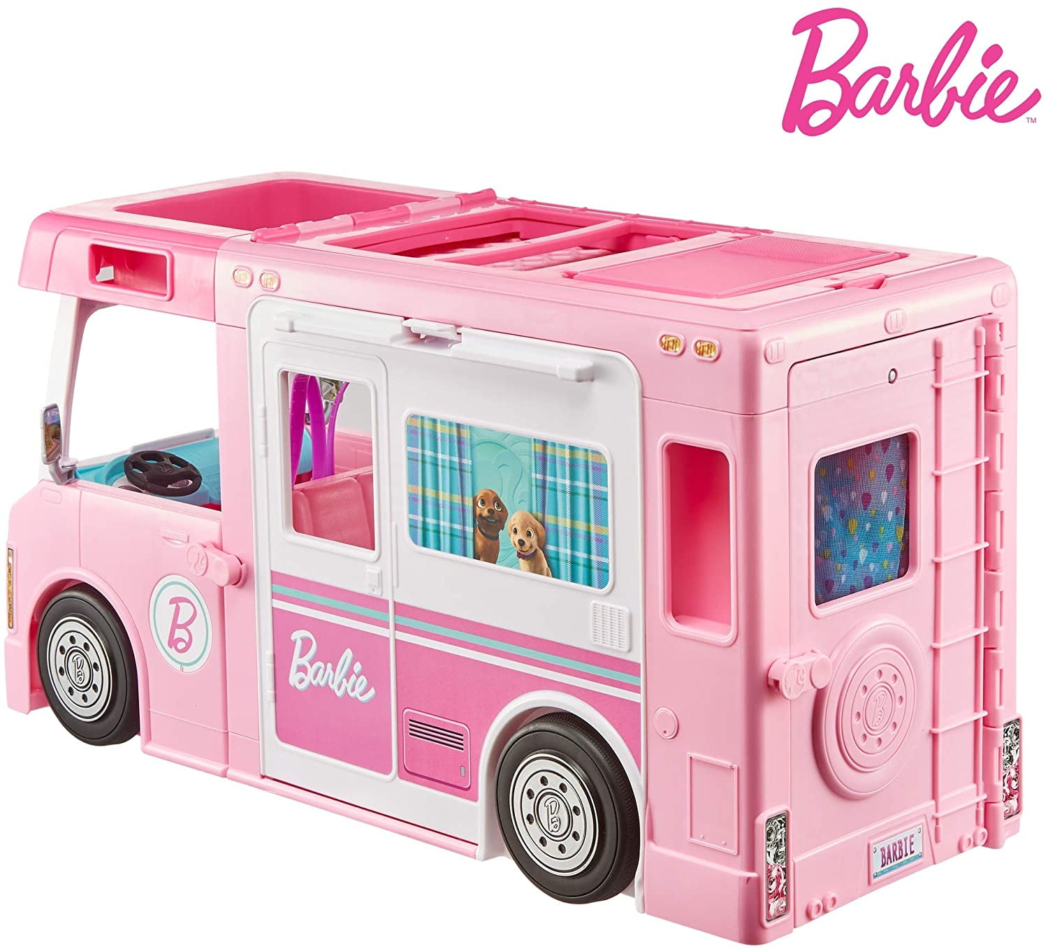 Barbie 3-en-1 dreamcamper pack avec piscine, camion, bateau et 60  accessoires, 1 ea