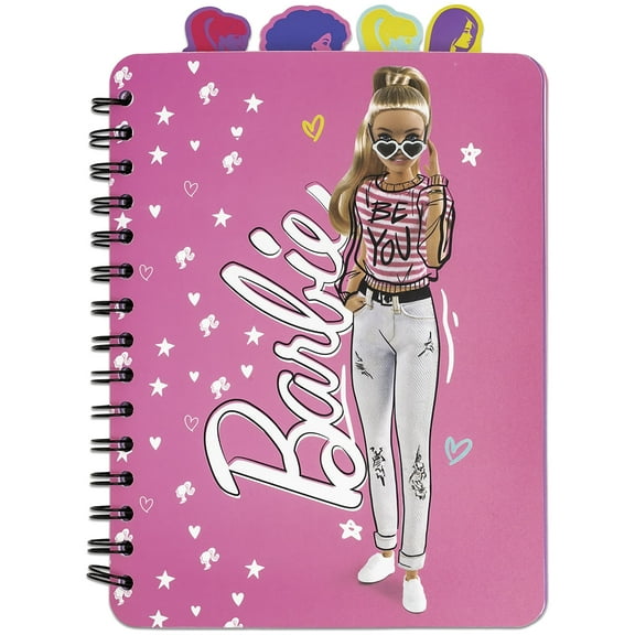 Inkology: 4 Tab Journal: Barbie - 160 Dot Pages, Fashion Themed Spiral Notebook, 4 Stylish Character Dividers, Writing-Notes-Dreams-Doodles, Kids 3+